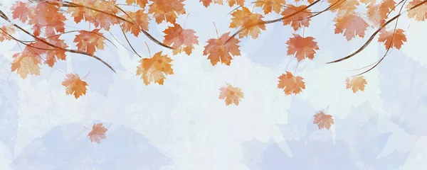 落ち葉の黄金色を描く秋の花のパステルバナー — ストック写真
