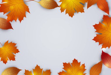 Sonbahar, altın yapraklı parlak afiş süslemesi. Alan arkaplanını kopyala