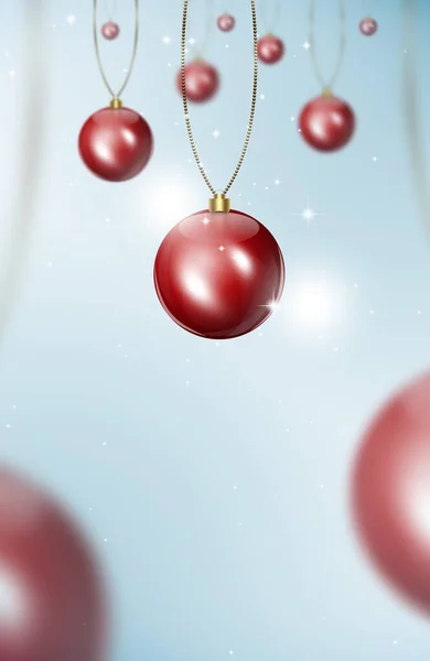 Vacaciones Invierno Navidad Borrosa Bola Roja Sobre Fondo Brillante — Foto de Stock