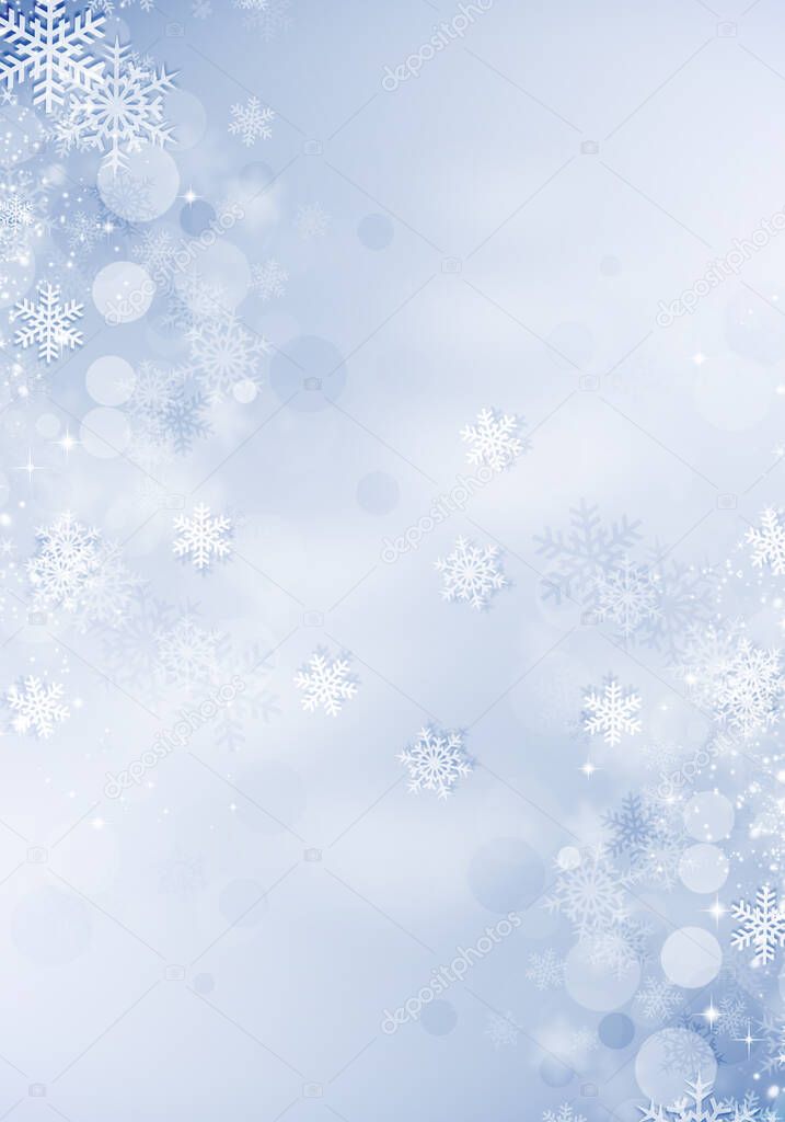 abstract winter holiday christmas background with snow and stars