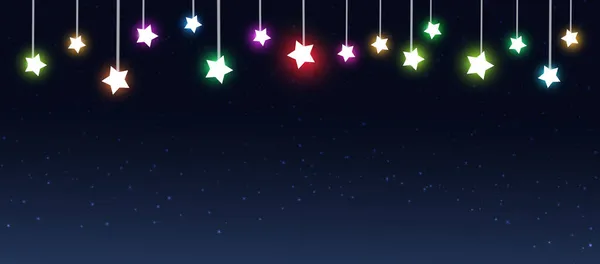 Luces Navidad Multicolor Noche Fiesta Fiesta Banner — Foto de Stock