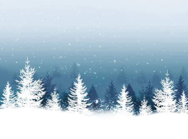 Zimowe Magiczne Tło Lasu Drzewami Śniegiem Świąteczne Tło Świąteczne — Zdjęcie stockowe