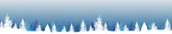 Christmas Snow Forest Background Holiday Wide Banner Copy Space — Stock Photo, Image