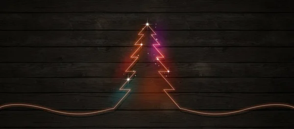 Χριστουγεννιάτικο Έλατο Πολύχρωμη Διακόσμηση Φωτισμού Χριστούγεννα Και Νέο Έτος Ξύλο — Φωτογραφία Αρχείου