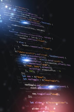 javascript web kodlaması. Web sitesi için ön uç dili geliştiriyor. karışık ortam teknolojisi arka planı