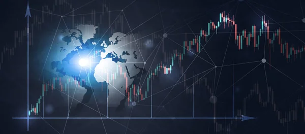 Банер Торгівлі Криптовалютою Фондовою Валютою Графік Фінансового Ринку — стокове фото