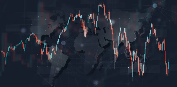 Üzleti Tőzsdei Gyertyák Digitális Pénzügy Kereskedelem Piros Zöld Sávok Háttér — Stock Fotó