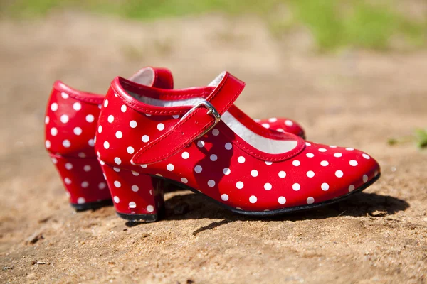 Zapatos rojos para bailar flamenco Imagen de archivo