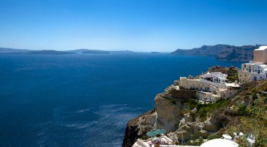 teraslar santorini görünümden. Panorama