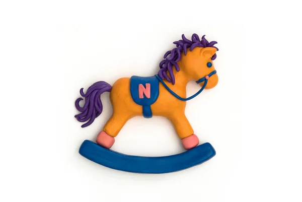 Cavalo de balanço feito de plasticina — Fotografia de Stock