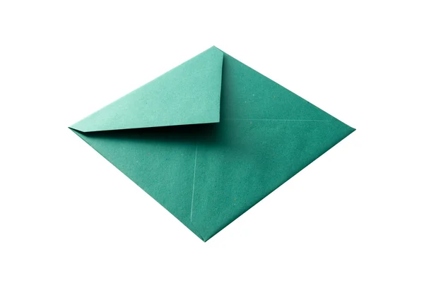 Green envelope isolated on white — Stock Photo, Image