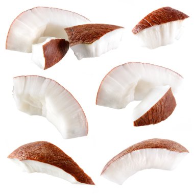 Coconut. Pieces isolated on a white background clipart