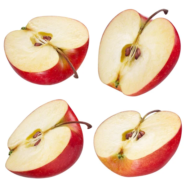 Half of red apple. collection. With clipping path — Stock Photo, Image