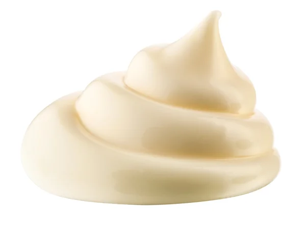 Een handvol mayonaise. Draai op een witte achtergrond. Knippad. — Stockfoto