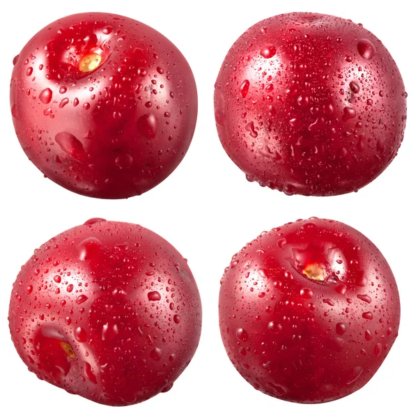 Cherry dengan tetes terisolasi pada putih. Potong tapak — Stok Foto
