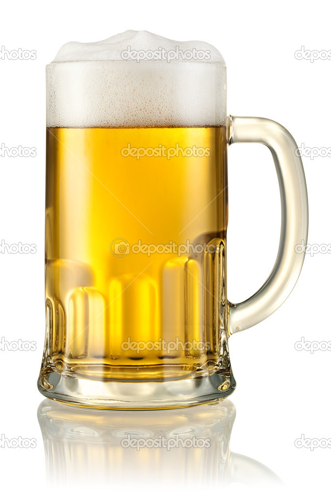 Mug with beer isolated on white. With clipping path