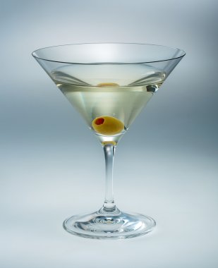 Martini with olive isolated. vermouth clipart