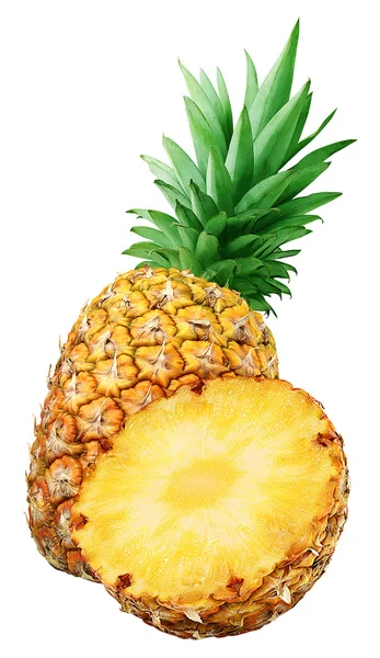 Beyaz izole yarım bir taze ananas — Stok fotoğraf