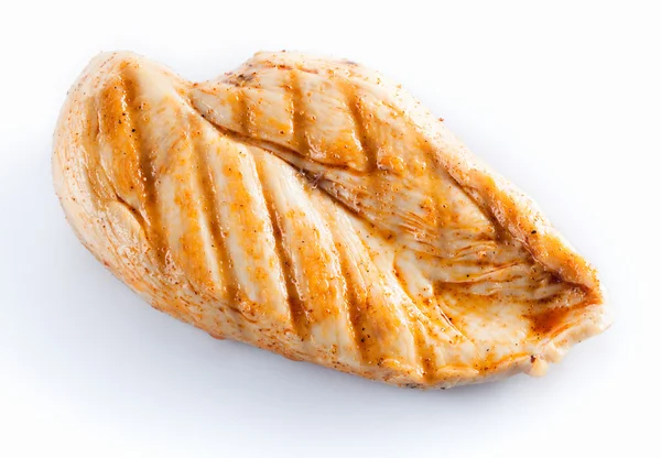 Peito de frango grelhado isolado em branco — Fotografia de Stock