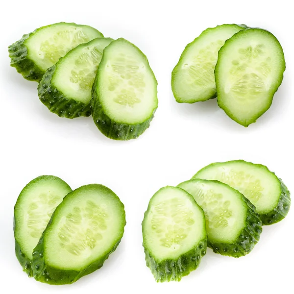 Sliced cucumber isolated on white. Collection — Stock Photo, Image