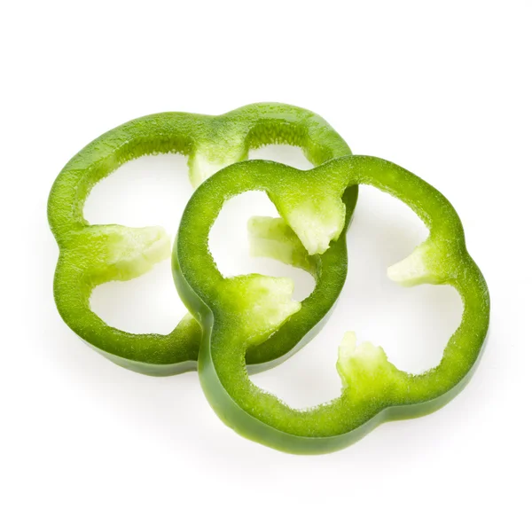 Sliced green pepper isolated on white — Stock Photo, Image