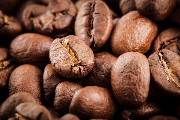 Latar belakang kopi. Kacang makro — Stok Foto