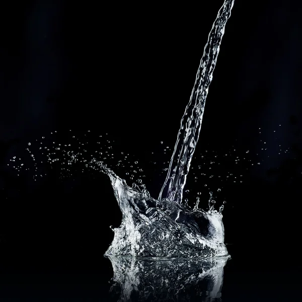 Water splash isolated on black background. High resolution — Stock Photo, Image