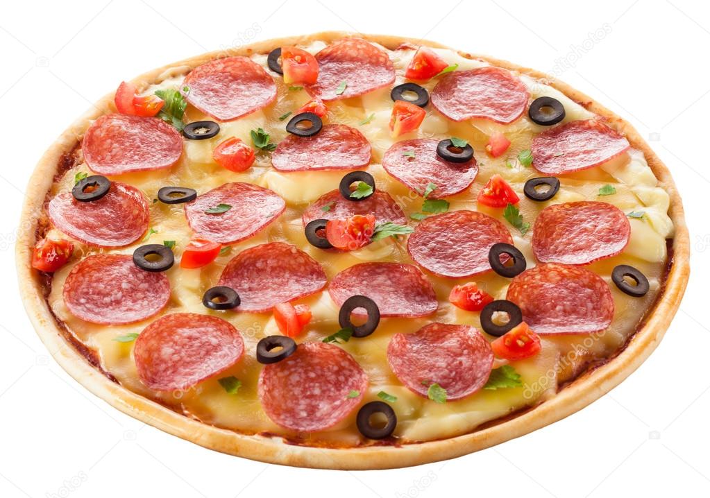 Delicious italian pizza over white