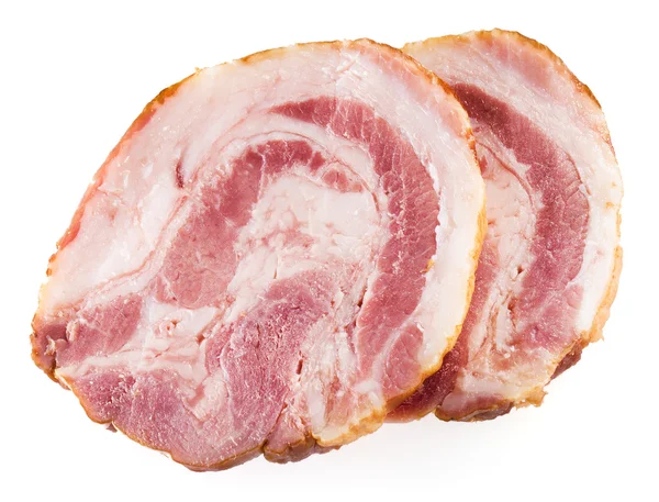 Fresh ham slice isolated in white background — Stock Photo, Image