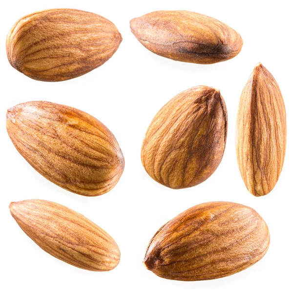 Almonds isolated on white background. Collection — Stock Photo, Image