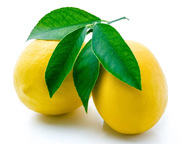 Lemon. Group with leaves isolated on white — Stock Photo, Image