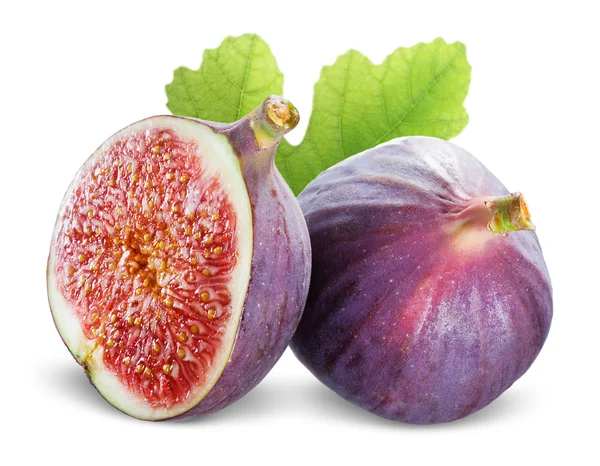 Figs with leaves on a white background — Stock Photo, Image
