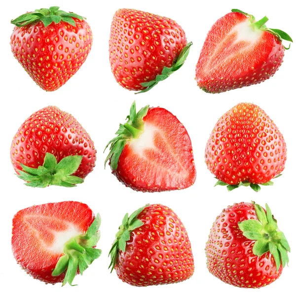 Erdbeere. Früchte auf weiß. Sammlung — Stockfoto
