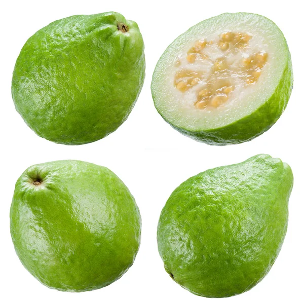 Beyaz arka plan üzerinde izole guava. koleksiyonu