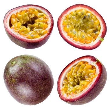Passion fruit isolated on white background. Collection