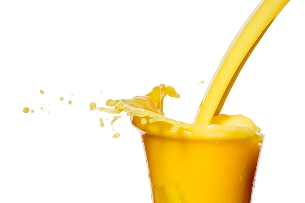 Sinaasappelsap spat op een witte achtergrond — Stockfoto