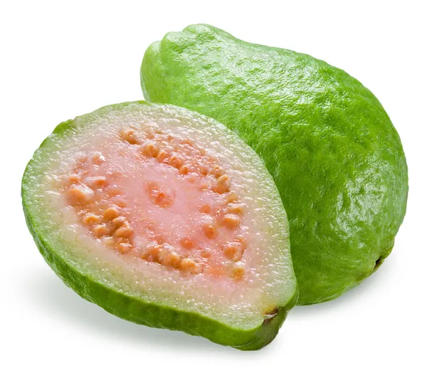 Guava dengan setengah terisolasi pada putih — Stok Foto