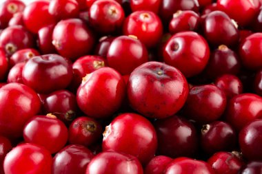 Kırmızı olgun cranberries makro. Gıda arka plan