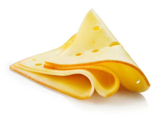 Tranches de fromage sur fond blanc — Photo