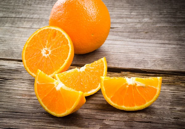 Orange. Organic fruits on wooden background. — Stock Photo, Image