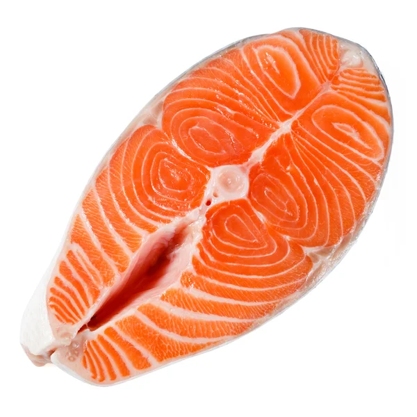 Salmon steak on a white background. With clipping path — Stock Photo, Image