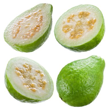 Beyaz arka plan üzerinde izole guava. koleksiyonu