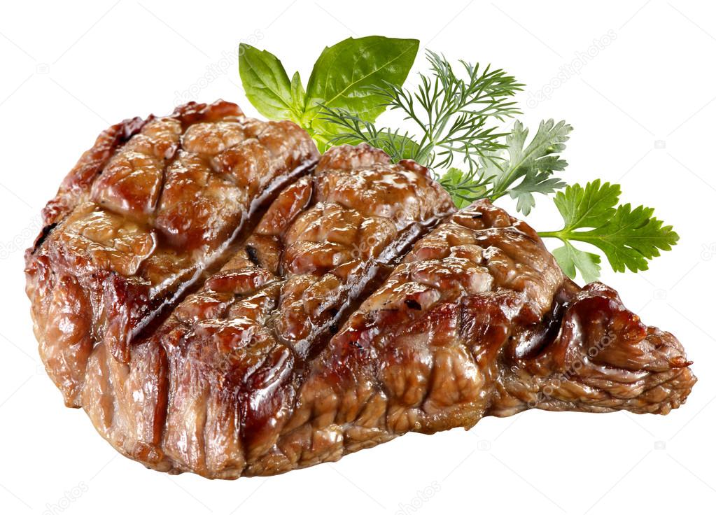Grilled Beef Steak Isolated. Clipping path