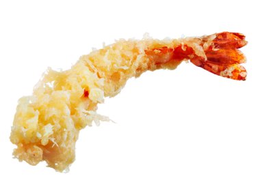 Japon mutfağı - kızarmış tempura karidesleri beyaz üzerine izole edilmiş