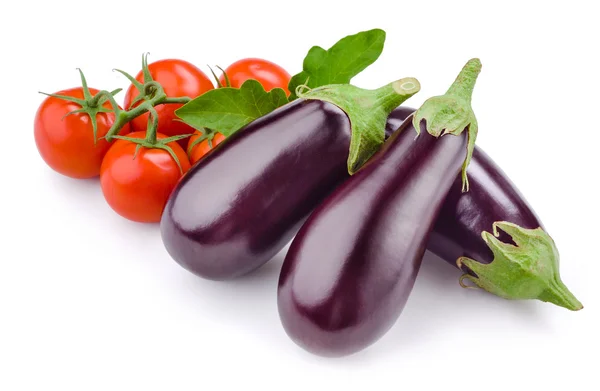 Tomaat met aubergine. groenten geïsoleerd op een witte — Stockfoto