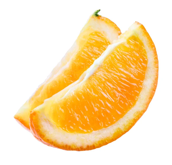 Fatia de laranja isolada no fundo branco — Fotografia de Stock