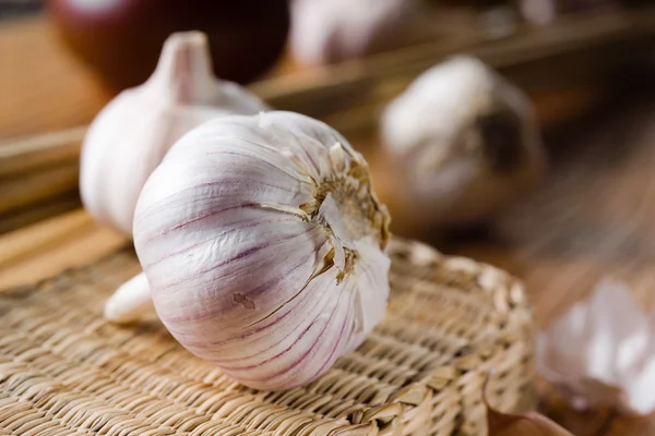 Ajo. Fondo alimentario — Foto de Stock