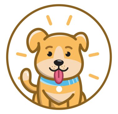 Şirin köpek yavrusu dilini çıkardı. Mutlu köpek. Vektör illüstrasyonu.