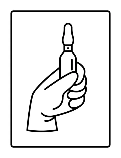 Una mano enguantada sostiene una ampolla. Ilustración vectorial. — Archivo Imágenes Vectoriales