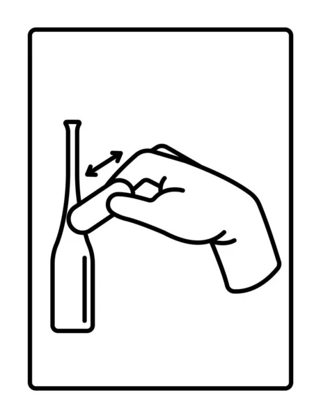Una mano enguantada abre la ampolla. Ilustración vectorial. — Archivo Imágenes Vectoriales